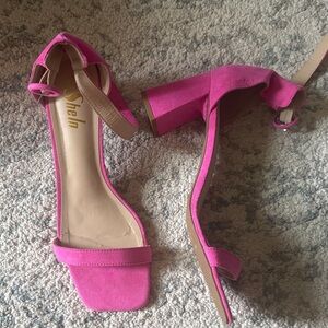 SHEIN Fuchsia Block Heel Sandals